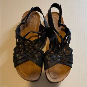 Easy Spirit Black Woven Slingback Sandals 8.5 W